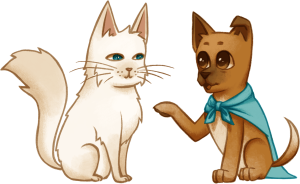 Hund Friedo unterhält sich mit einer Katze