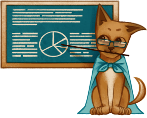 Hund Friedo als Lehrer vor Tafel